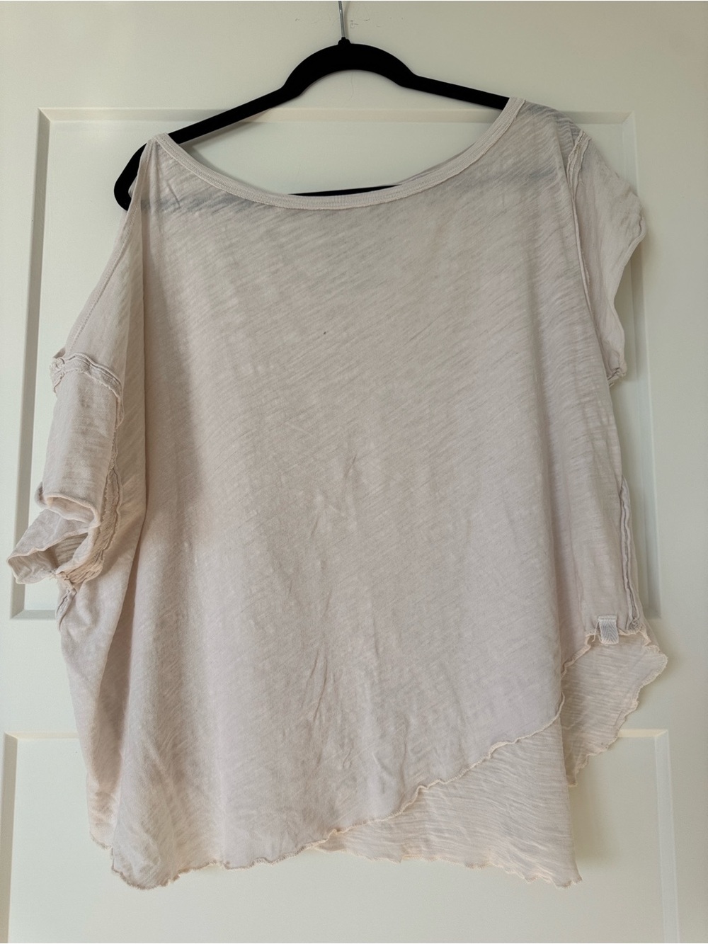 We The Free Light Beige Slouchy Short-Sleeve Tunic